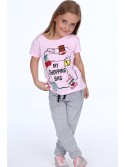 Girls\' T-shirt with patches, light pink NDZ8112 - Online store - Boutique